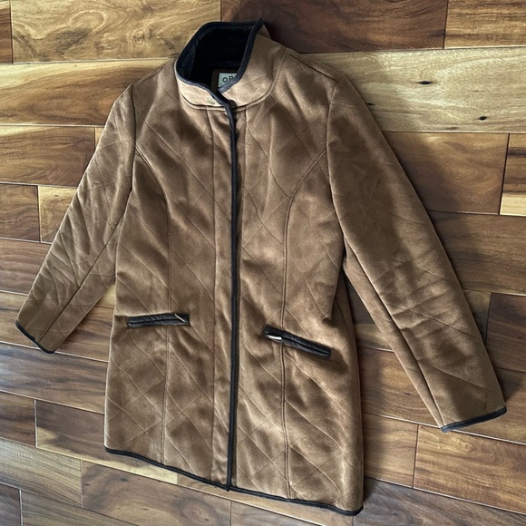 Orvis Tan Soft Faux Suede Cozy Lined Jacket Size Medium - Picture 2 of 6